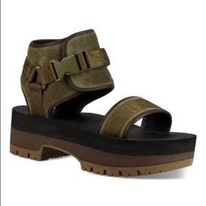 Teva | Indio Olive Green Suede Platform Sandals